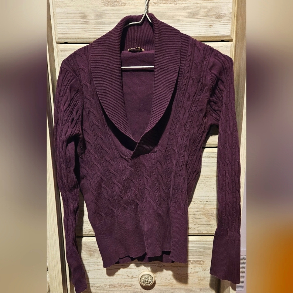 2/$15 Women's Purple Cable Knit Sweater